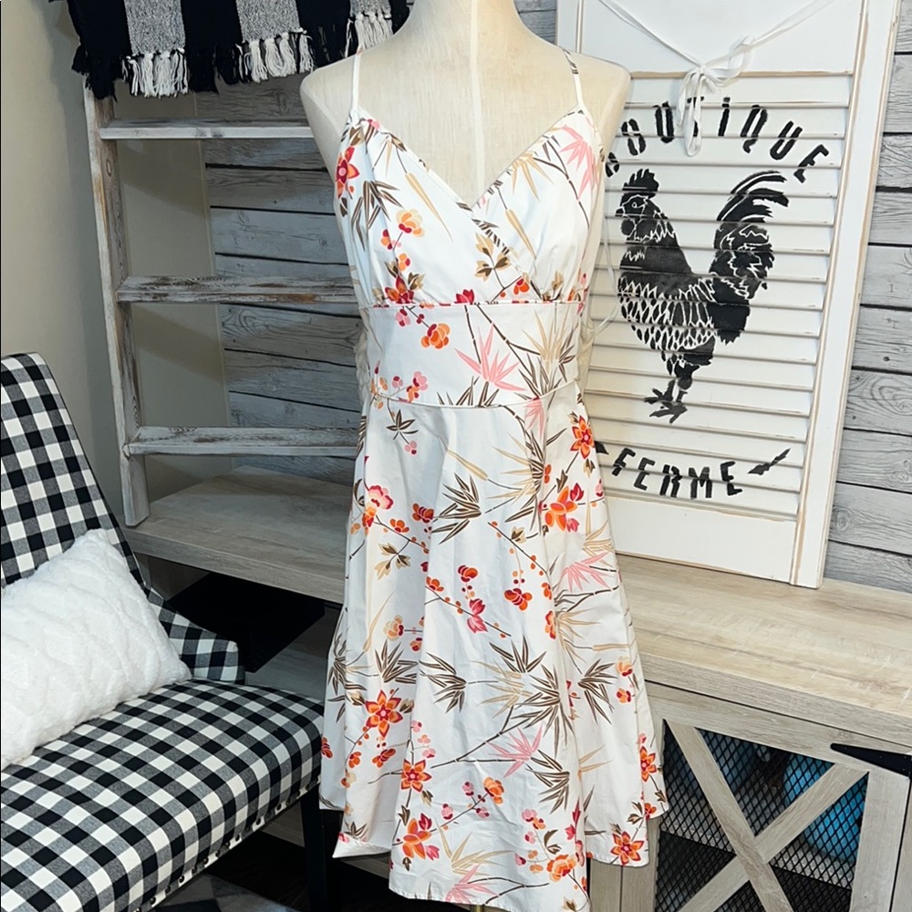 New York & Co Tropical Floral Spaghetti Strap Dress